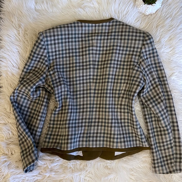1980s ALFRED SUNG 🇨🇦 fully-lined wool plaid Chanel-style blazer, size 8 - Picture 9 of 13
